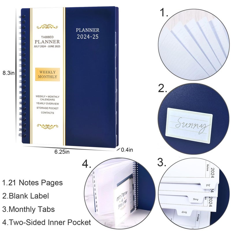 BooQool 2024-2025 Planner - JULY 2024 - JUNE 2025, Planner 2024-2025, Academic Planner Weekly and Monthly with Tabs, 6.25""    8.3"", Strong Twin-Wire Binding, Round Corner, Improving Your Time Management Skill - Image 5